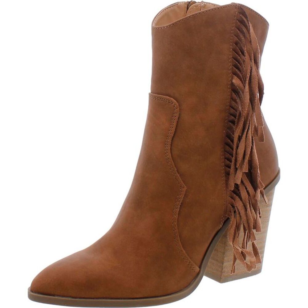 Dolce Vita Womens NEMILY Brown Faux Leather Cowboy, Western Boots Shoes NWT